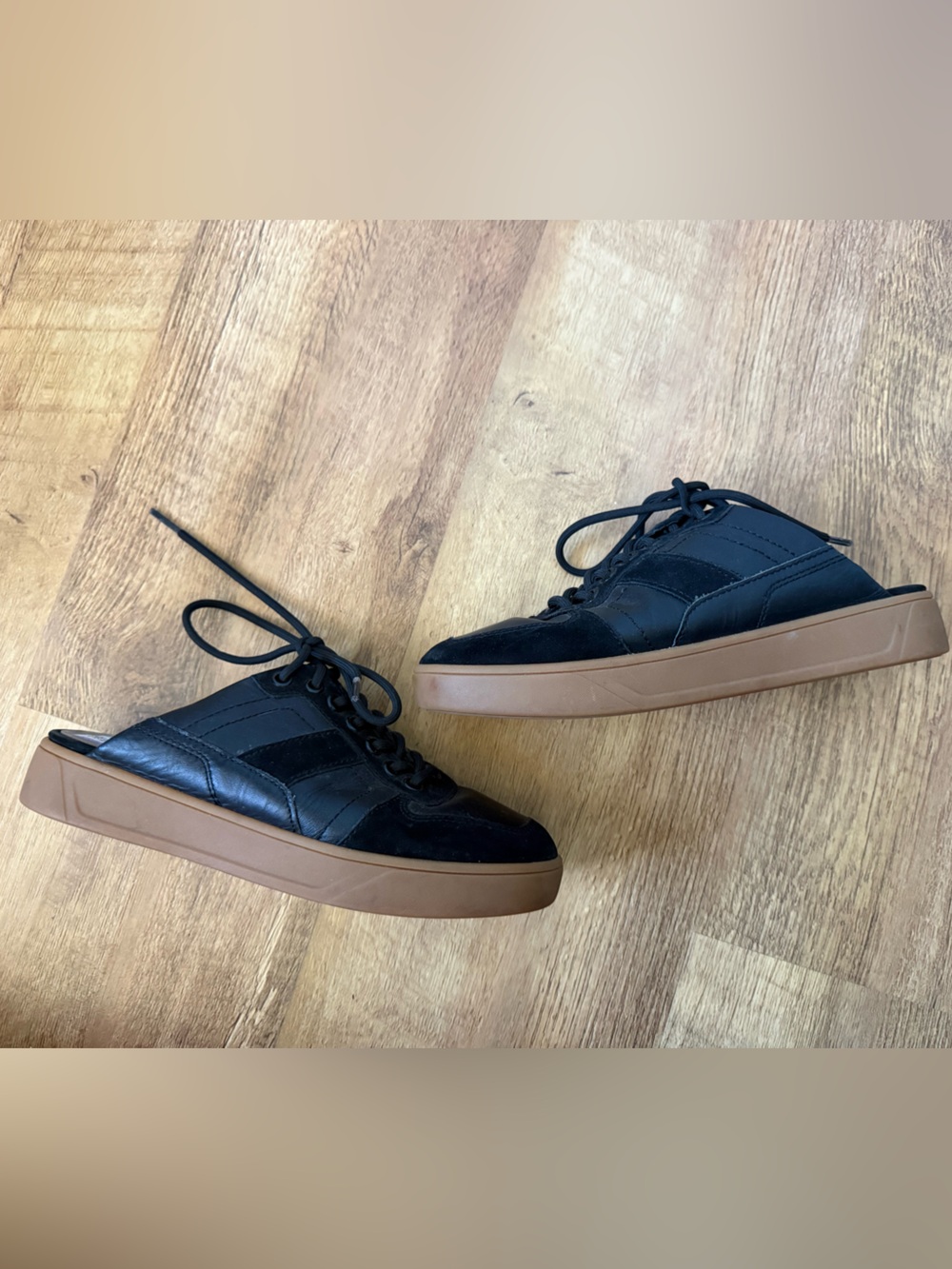 ZAC Zac Posen Ashley Black Leather Women’s Lace-Up Slip-On Sneaker Mules Size 7